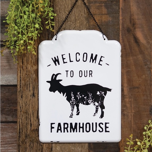 *Welcome to Our Farmhouse Metal Hanging Goat Sign - Picture 14 of 14